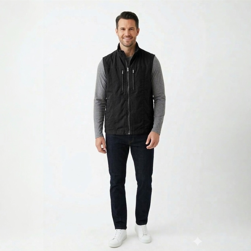 ScotteVest Black Travel Vest Pockets Techwear Gorpcore Company Logo Men's M